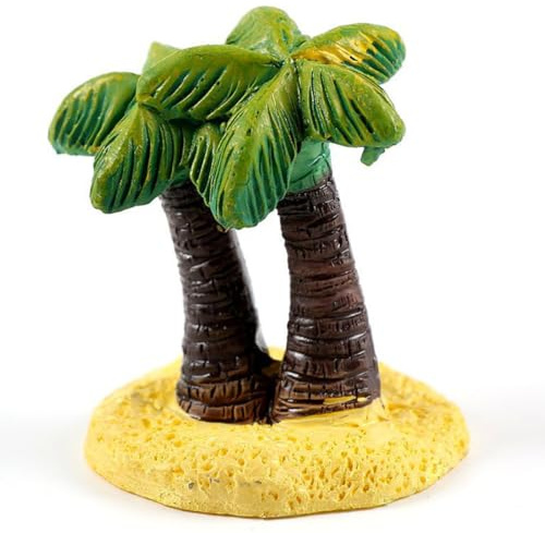 2 Stück Miniatur Kokosnussbaum aus Kunstharz für Torte und Mikrolandschaft | Grün, Baumform, für Mikrolandschaft und Sukkulenten, Feengarten Zubehör, Strand Dekoration