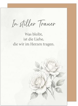 Edition Seidel Premium Trauerkarte mit Umschlag. Beileidskarte Kondolenzkarte Karte Klappkarte Spruch In stiller Trauer und Anteilnahme Mitgefühl Gedenken Trost Hoffnung Kraft (T1273 SW026)