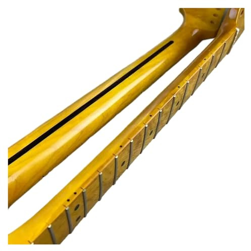 Mástil De Guitarra Eléctrica Mástil de guitarra amarillo brillante con 22 trastes. Pieza instrumento musical