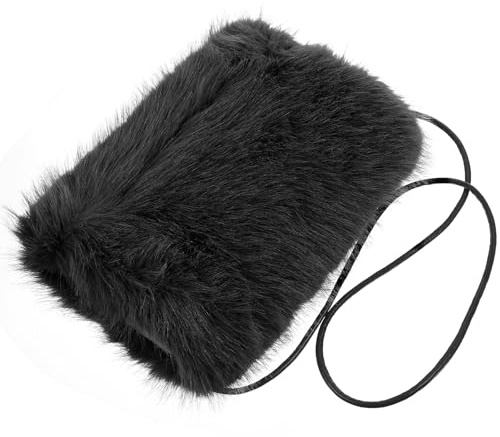 Generisch Damenhandmuff aus Imitation Fuchspelz Warmer und Bequemer Handwärmer mit Kissenfunktion Schwarzer Handmuff für Winter und Hochzeit Geeignet