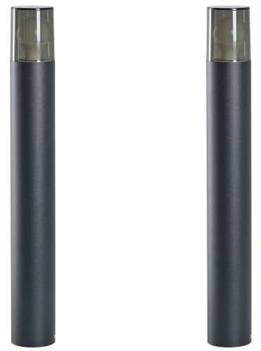 Beliani Conjunto de 2 lámparas de bolardo modernas de exterior para jardín de 60 cm de aluminio negro Elrick