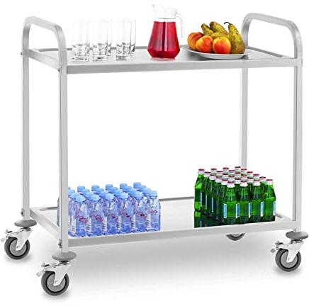 Royal Catering RCSW 3E Carrello Portavivande Carrello di Servizio Carrello Cucina (2 Ripiani, Distanza 59 cm, Capacità di carico 200 kg, Acciaio inox)
