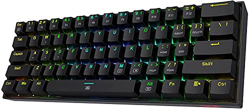 Redragon K630 Dragonborn 60% Wired RGB Gaming Keyboard, 61 Keys Compact Mechanical Keyboard with Red Switch, Pro Driver Support, Black