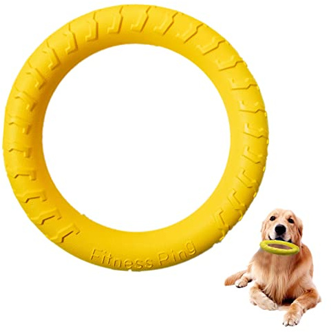 Hundespielzeug Ring Hunde-Trainingsring Unzerstörbare Hundespielzeug | für Kleine mittelgroße Große Hunde Outdoor Fitness (Gelb, 29CM)