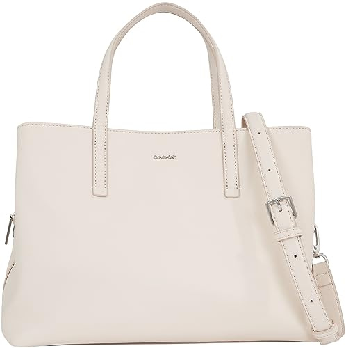 Calvin Klein Damen Tote Bag Tasche Mittelgroß, Elfenbein (Crystal Gray), Onesize