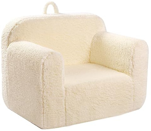 MOMCAYWEX Kids Snuggly-Soft Sherpa Chair, Cuddly Toddler Foam Chair for Boys and Girls, Cream