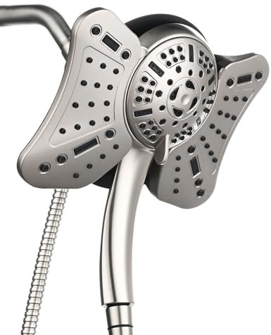 GRICH 2.5GPM Shower Head with Handheld Spray Combo: 2 in 1 Rainfall Shower Heads high pressure & Handheld Shower Head, 9 Spray Modes/Settings Detachable Shower Head with 60 Inch Hose, Nickel
