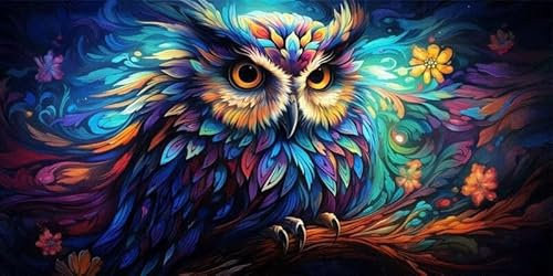 Diamond Painting Erwachsene Groß XXL Eule Diamant Painting Bilder Blume 5D DIY Diamant Crystal Arts Embroidery for Beginner, Diamant Kunst Malerei Stickerei Set Kreuzstich Home Wand Dekor 30x60cm