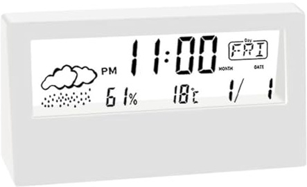 Walopola Sveglia Da Tavolo Da Notte, Orologio Da Scrivania Digitale, Sveglia Digitale Comodino, Sveglia A LED, Orologio Da Scrivania Trasparente con Display Di Temperatura E Umidità, 12/24H