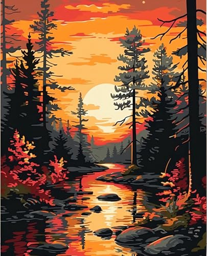 TARATH Malen Nach Zahlen Erwachsene Baum, DIY Handgemalt Ölgemälde Leinwand Kits, Anfänger Paint by Numbers Malen Nach Zahlen zur Heimdekoration, Kein Rahmen (40x50cm)