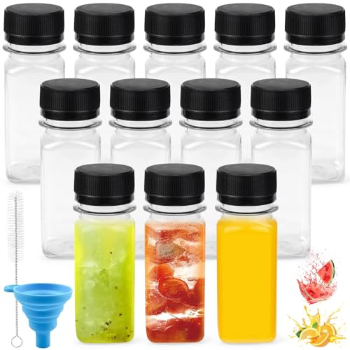 HUYUE Kleine Flaschen zum Befüllen Shot Plastik Flaschen 60ml Saftflaschen Mini