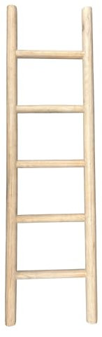 Wooden Blanket Ladder Natural & Motley Wood - Leaning Wall Decor for Bedroom, Bathroom, Living Room - Rustic Quilt Holder & Towel Rack (Natural Wood Color 57in, 57in | Fully Assembled)