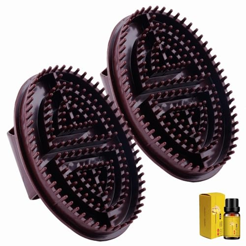 2 Stück Meridian Massagebürsten, Meridian Massage Kamm mit ätherischen Ölen und Akupunkturpunkt-Tabelle, Meridian Bürste für die Körperpflege zur Entspannung und zum Stressabbau (Braun)