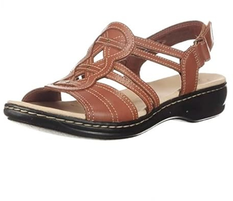 Sandaler för kvinnor retro läder mjuk sula kil andningsbara promenadsandaler öppen tå tofflor mode ortopediska diabilder semester strandskor mode damer sommarskor storlek, Brun, 43 EU