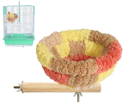 Kustimantu Vogelnest | Flanellnest für Kanarienvögel mit Spielzeugbügel - Käfigzubehör für Nester und Ausruhe von Papageien, Wellensittichen Agapornis und mehr