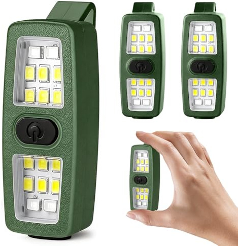 CEWROM LED Clip Lampe - Lauflicht Klein Stirnlampe, 2 Stück USB-C Wiederaufladbar, 7 Beleuchtungsmodi, Nacht Clip Lauflicht für Laufen Joggen Camping Wandern Klettern (Grün)