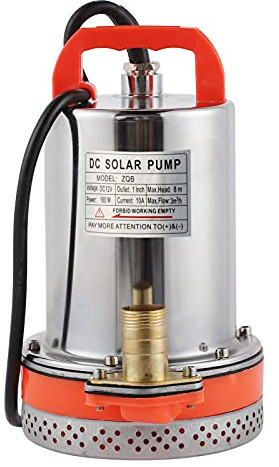 Naroote Pompa Sommergibile per Pulizia Piscina Solare con Batteria 8 M Ascensore 180 W DC Inossidabile per Irrigazione Agricola Giardino Piscina (12V)