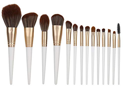 Makeupborstset 14 st nylon hår ansikte ögonmakeup borstar med trähandtag