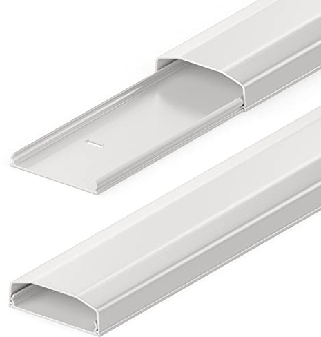 deleyCON Universell Kabelkanal Sladdkanal Enkel Läggning av Kablar och Ledningar Högkvalitativ PVC Längd 50cm - Bredd 6cm - Höjd 2cm - Vit