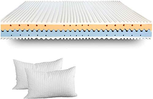 EVERGREENWEB - Orthopädische Matratze 85x200 cm aus Memory Foam 25 cm Hoch, 7 Zonen Massage-Effekt Härtegrad H2H3 Einzelbett, Silber-Faser Bezug an 3 Seiten Abnehmbar und Waschbar + Kissen KOSTENLOS