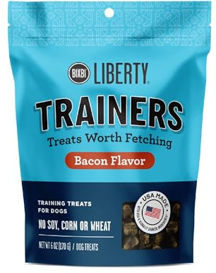 BIXBI Liberty Trainers, Bacon (6 oz, 1 Pouch) - Small Training Treats for Dogs - Low Calorie and Grain Free Dog Treats, Flavorful Pocket Size Healthy and All Natural Dog Treats