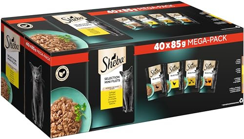 SHEBA Adult Katzenfutter nass - 40x85g Portionsbeutel - Geflügel Variation in Sauce - Nassfutter für Katzen - 1 Großpackung