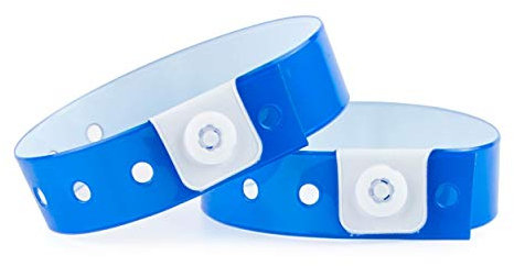 Set mit 100 Kunststoff-/Vinylarmbändern für Veranstaltungen, individuell anpassbar und wasserdicht (blau)