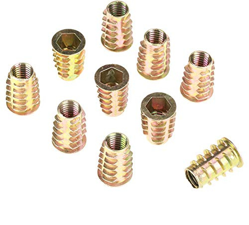 10 stücke M10 × 25mm Sechskantmutter Hex Antriebskopf Mutter Gewinde Zink-legierung Möbel Für Holz Einsatz Gewinde Schnittstelle Schrauben