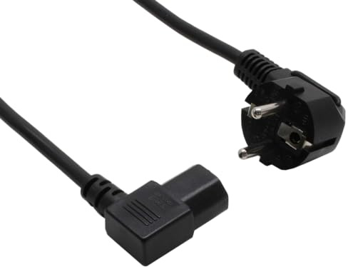 InLine® Netzkabel, Schutzkontakt gewinkelt auf Kaltgerätestecker C13 Links abgewinkelt, 0,5m, schwarz (3 Stück)