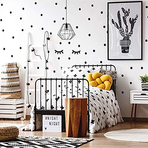 WandSticker4U®- 140x Wandtattoo PUNKTE schwarz + 2 WIMPERN Kinderzimmer selbstklebend I Wandtattoo schwarze Punkte Aufkleber für Wand & Möbel I Wandsticker schwarz Kreise Dots Kinderzimmer Deko