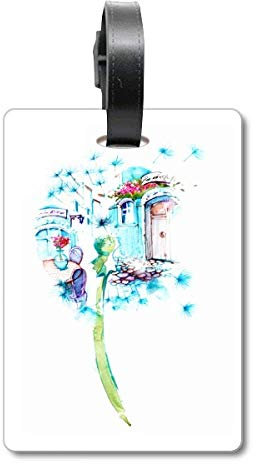 Pusteblume Kabinen-Tischvase, Aquarell-Malerei, Kreuzfahrt, Koffer, Taschen-Etikett Tourister Identifikationsetikett