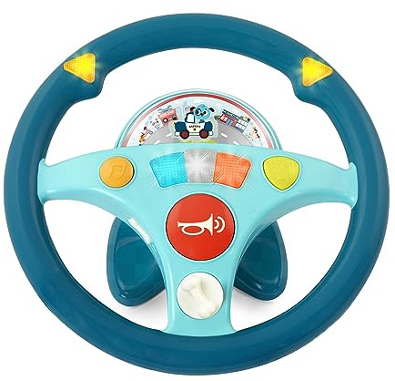 B. toys – Woofer's Musical Driving Wheel – Pretend Play Steering Wheel with Music, Sounds & Lights for Toddlers, Kids 2 Years+
