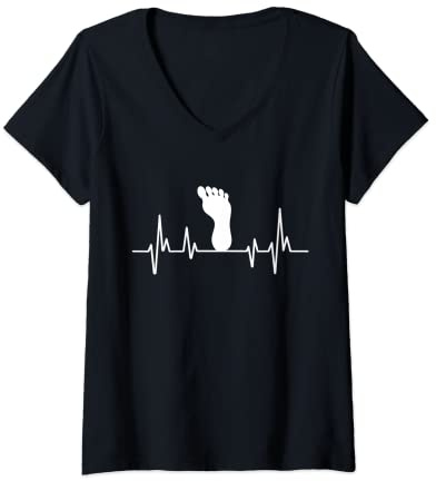 Damen Fußpflege Pediküre Podologie Herzschlag T-Shirt mit V-Ausschnitt