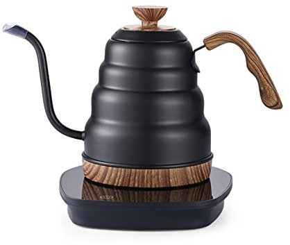 FAMYNGL caffè Bollitore Bollitore Elettrico Teiera 1L Acciaio Inossidabile con Display a Temperatura Temperatura Smart Kettle Samovar Thermos per Home Office Family Party Kitchen Kitchen,Nero