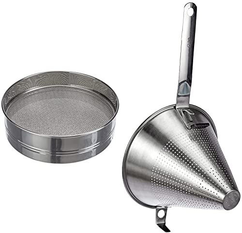 DE BUYER -4605.21 -Tamis INOX 4 Mailles interchangeables 21 & 3350.20N -Passe-Sauce Chinois ø 20 cm INOX