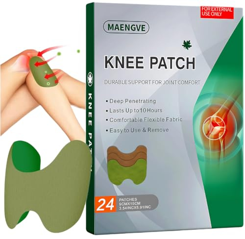 Herbal Knee Patch – 24 Count Self-Heating Pads for Joint Ease & Muscle Relaxation – 12-Hour Heat Pad for Knee Relief, Pain Support & Comfort