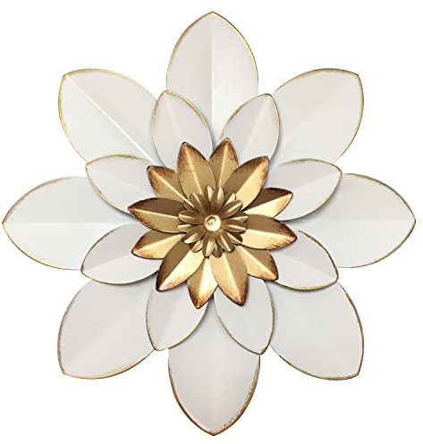 Decoración de pared de flores de metal, escultura floral rústica moderna de 9.5 pulgadas, hierro envejecido para colgar en la pared, decoración del hogar, obras de arte para interiores, cocina,