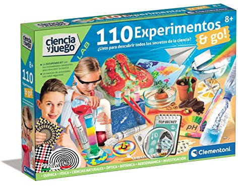 Clementoni- 110 Experimentos, Juego Científico Experimentos, Laboratorio de Química, Juguete en Español a Partir de 8 años (55474), Varios, Mediano