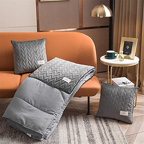 goodFarewell Reisedecke, Überwurfkissen, 2-in-1-Kissen, Decke, Überwurfkissen, Flugzeugdecke, warme Steppdecke für Erholung, Auto, Büro, Zuhause, Schlafen, Nickerchen, Reisedecke (grau)