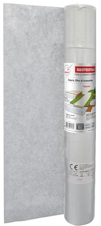 Jardibric - Rouleau Géotextile en Maille Anti-Mauvaises Herbes en Polyester 100 GR/m² - Préserve le Terrain Naturel (2 x 25 m)