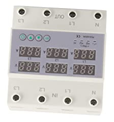 3-Phasen DIN-Schiene Spannungs- und Strommessgerät mit Überspannungs- und Überstromschutz AC 230-300V 40A Multi-Tester für Energieüberwachung und Sicherheit