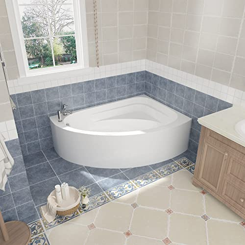 Aquariss Modern Corner Acyrlic Bath Back to Wall Bathtub White 1500 x 1040mm Right Handed