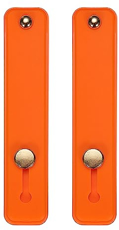 sourcing map 2Pcs Phone Loop Finger Holder Silicone Phone Strap Grip Holder Cell Phone Grip Stand for Most Smartphones Orange