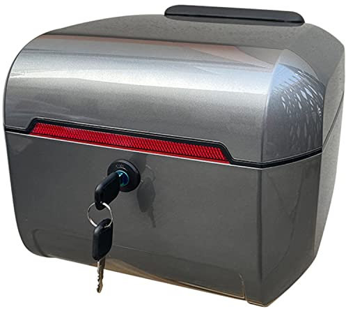 Rechteckige Motorrad-Topbox, Motorrad-Topcase, Roller-Kofferraum-Heckbox, Helmbox, Sicherheitsschloss-Gepäckaufbewahrung mit Montageteilen/Blau/35 x 33 x 26,5 cm/K-Grau/35 x 33 x 26,5 cm Decoration