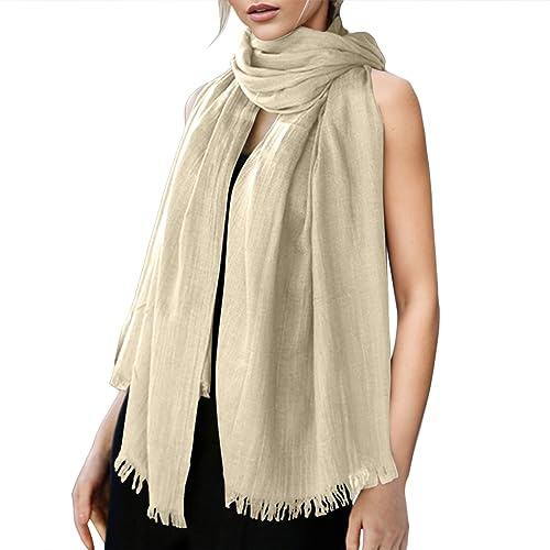 Damen-Schal, leicht, groß, lang, Gaze, Sommer-Schal, Leinen, Strandtuch, einfarbig Elegant