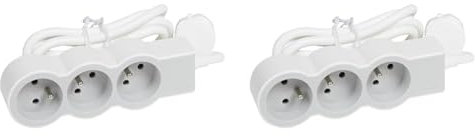 Legrand - Rallonge multiprise Extra-Plate avec 3 Prises de Courant avec Terre avec Cordon 1,5m - Blanc et Gris Clair (Lot de 2)