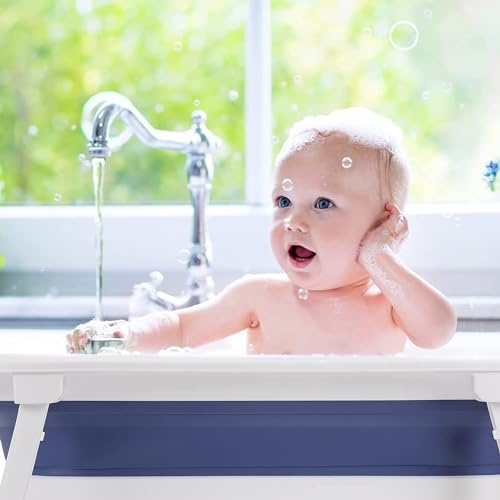 bañera bebe plegable maddy azul bañera portatil con patas tapon sensor de temperatura bañera compacta para ahorrar espacio