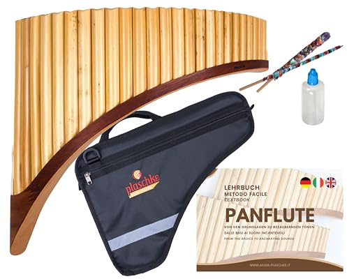 Plaschke flauto di pan concerto con zoccolo, bundle con custodia, libro didattico e kit di cura, 25 toni- Do