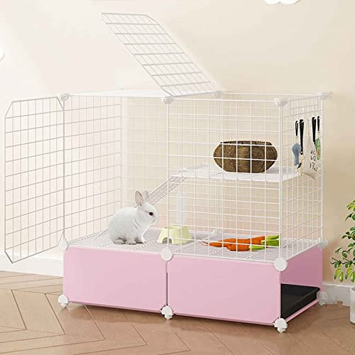 Kaninchenkäfige für den Innenbereich, groß, mit Katzentoilette und mobilen Rollen, Kleintier-Laufstall, Meerschweinchenkäfig, Frettchenkäfig, Haustier-Rattenkäfig, stark und stabil, verschiedene