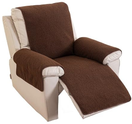 JUNLEBUYI Sesselschoner, Sherpa Ruhesessel Bezüge Für Fernsehsessel Relaxsessel Thick Warm Fleece Sesselschutz Sofaüberwurf Stuhl Schonbezug Schonbezüge Schutzbezug Sesselhusse (Kaffee,L / 56-207cm)